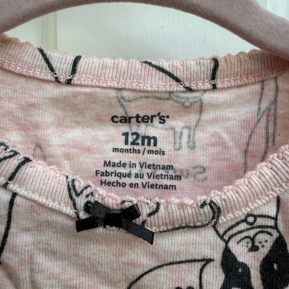 Carter's 12M Girls Light Pink Dog Pattern Bodysuit Onesie - Picture 4 of 7